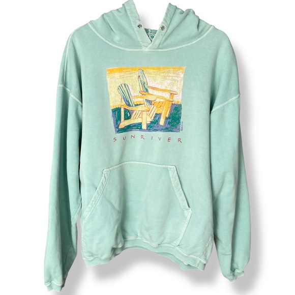 Vintage Sunriver Oregon Sweatshirt Beachy Hoodie FLAWS 90s Graphic Size Medium‎ - Picture 1 of 16